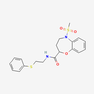 5-(methylsulfonyl)-N-[2-(phenylsulfanyl)ethyl]-2,3,4,5-tetrahydro-1,5-benzoxazepine-2-carboxamide