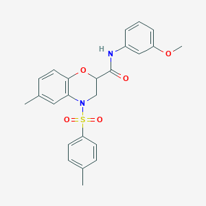 molecular formula C24H24N2O5S B11232693 N-(3-methoxyphenyl)-6-methyl-4-[(4-methylphenyl)sulfonyl]-3,4-dihydro-2H-1,4-benzoxazine-2-carboxamide 