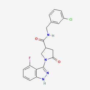 molecular formula C19H16ClFN4O2 B11232702 N-(3-chlorobenzyl)-1-(4-fluoro-1H-indazol-3-yl)-5-oxopyrrolidine-3-carboxamide 