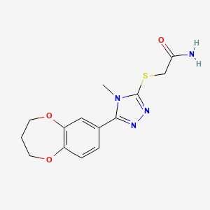 molecular formula C14H16N4O3S B11232706 2-{[5-(3,4-dihydro-2H-1,5-benzodioxepin-7-yl)-4-methyl-4H-1,2,4-triazol-3-yl]sulfanyl}acetamide 