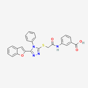 molecular formula C25H18N4O4S B11232713 3-[({[5-(1-benzofuran-2-yl)-4-phenyl-4H-1,2,4-triazol-3-yl]sulfanyl}acetyl)amino]benzoic acid CAS No. 938006-52-1