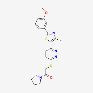 molecular formula C21H22N4O2S2 B11232720 2-((6-(2-(3-Methoxyphenyl)-4-methylthiazol-5-yl)pyridazin-3-yl)thio)-1-(pyrrolidin-1-yl)ethanone 