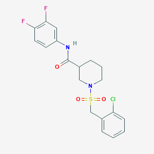 molecular formula C19H19ClF2N2O3S B11232726 1-[(2-chlorobenzyl)sulfonyl]-N-(3,4-difluorophenyl)piperidine-3-carboxamide 