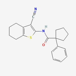 molecular formula C21H22N2OS B11232735 N-(3-cyano-4,5,6,7-tetrahydro-1-benzothiophen-2-yl)-1-phenylcyclopentanecarboxamide 