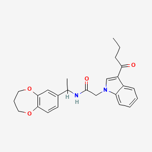 molecular formula C25H28N2O4 B11232760 2-(3-butanoyl-1H-indol-1-yl)-N-[1-(3,4-dihydro-2H-1,5-benzodioxepin-7-yl)ethyl]acetamide 