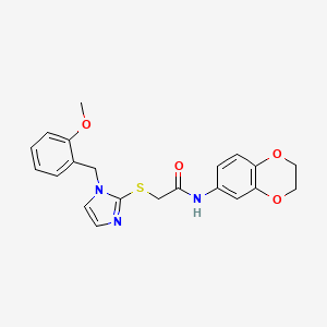 N-(2,3-dihydrobenzo[b][1,4]dioxin-6-yl)-2-((1-(2-methoxybenzyl)-1H-imidazol-2-yl)thio)acetamide