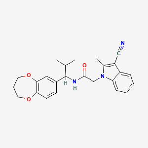 molecular formula C25H27N3O3 B11232778 2-(3-cyano-2-methyl-1H-indol-1-yl)-N-[1-(3,4-dihydro-2H-1,5-benzodioxepin-7-yl)-2-methylpropyl]acetamide 