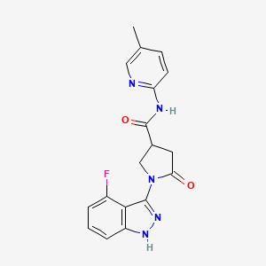 molecular formula C18H16FN5O2 B11232810 1-(4-fluoro-1H-indazol-3-yl)-N-(5-methylpyridin-2-yl)-5-oxopyrrolidine-3-carboxamide 