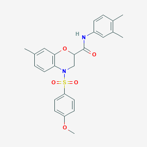 N-(3,4-dimethylphenyl)-4-[(4-methoxyphenyl)sulfonyl]-7-methyl-3,4-dihydro-2H-1,4-benzoxazine-2-carboxamide