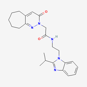 molecular formula C23H29N5O2 B11232843 2-(3-oxo-3,5,6,7,8,9-hexahydro-2H-cyclohepta[c]pyridazin-2-yl)-N-{2-[2-(propan-2-yl)-1H-benzimidazol-1-yl]ethyl}acetamide 