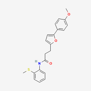 molecular formula C21H21NO3S B11232863 3-[5-(4-methoxyphenyl)furan-2-yl]-N-[2-(methylsulfanyl)phenyl]propanamide 