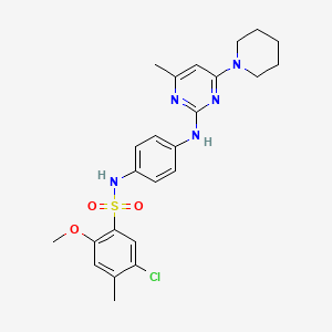 molecular formula C24H28ClN5O3S B11232867 5-chloro-2-methoxy-4-methyl-N-(4-((4-methyl-6-(piperidin-1-yl)pyrimidin-2-yl)amino)phenyl)benzenesulfonamide 