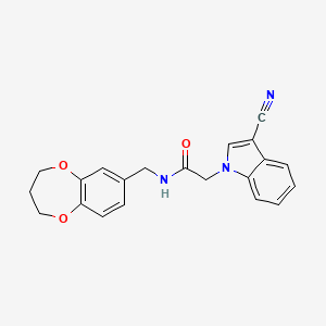 molecular formula C21H19N3O3 B11232908 2-(3-cyano-1H-indol-1-yl)-N-(3,4-dihydro-2H-1,5-benzodioxepin-7-ylmethyl)acetamide 