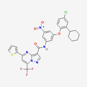 N-[3-(4-chloro-2-cyclohexylphenoxy)-5-nitrophenyl]-5-(thiophen-2-yl)-7-(trifluoromethyl)pyrazolo[1,5-a]pyrimidine-3-carboxamide