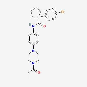 molecular formula C25H30BrN3O2 B11232941 1-(4-bromophenyl)-N-[4-(4-propanoylpiperazin-1-yl)phenyl]cyclopentanecarboxamide 