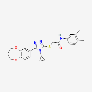 2-{[4-cyclopropyl-5-(3,4-dihydro-2H-1,5-benzodioxepin-7-yl)-4H-1,2,4-triazol-3-yl]sulfanyl}-N-(3,4-dimethylphenyl)acetamide