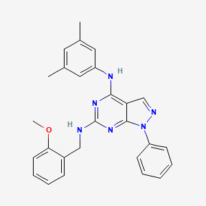 molecular formula C27H26N6O B11232973 N~4~-(3,5-dimethylphenyl)-N~6~-(2-methoxybenzyl)-1-phenyl-1H-pyrazolo[3,4-d]pyrimidine-4,6-diamine 