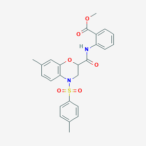 molecular formula C25H24N2O6S B11232977 methyl 2-[({7-methyl-4-[(4-methylphenyl)sulfonyl]-3,4-dihydro-2H-1,4-benzoxazin-2-yl}carbonyl)amino]benzoate 