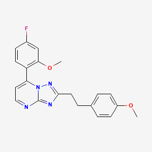 molecular formula C21H19FN4O2 B11232983 5-Fluoro-2-[2-(4-methoxyphenethyl)[1,2,4]triazolo[1,5-a]pyrimidin-7-yl]phenyl methyl ether 