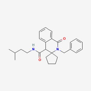 molecular formula C26H32N2O2 B11233004 2'-Benzyl-N-(3-methylbutyl)-1'-oxo-2',4'-dihydro-1'H-spiro[cyclopentane-1,3'-isoquinoline]-4'-carboxamide 