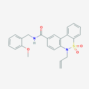 molecular formula C24H22N2O4S B11233019 6-allyl-N-(2-methoxybenzyl)-6H-dibenzo[c,e][1,2]thiazine-9-carboxamide 5,5-dioxide 