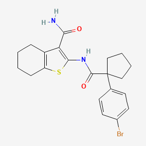 molecular formula C21H23BrN2O2S B11233023 2-({[1-(4-Bromophenyl)cyclopentyl]carbonyl}amino)-4,5,6,7-tetrahydro-1-benzothiophene-3-carboxamide 