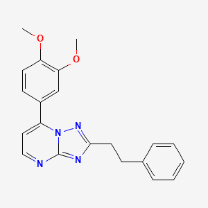 molecular formula C21H20N4O2 B11233029 2-Methoxy-4-(2-phenethyl[1,2,4]triazolo[1,5-a]pyrimidin-7-yl)phenyl methyl ether 