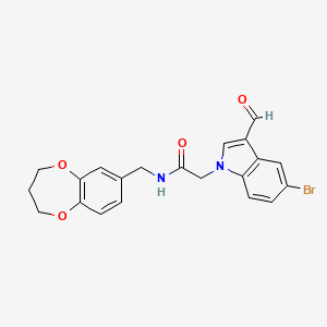 2-(5-bromo-3-formyl-1H-indol-1-yl)-N-(3,4-dihydro-2H-1,5-benzodioxepin-7-ylmethyl)acetamide