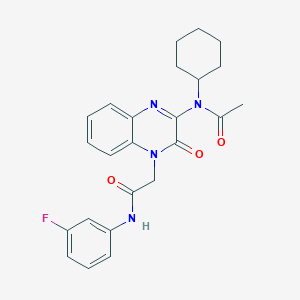 N-Cyclohexyl-N-(4-{[(3-fluorophenyl)carbamoyl]methyl}-3-oxo-3,4-dihydroquinoxalin-2-YL)acetamide