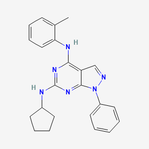 molecular formula C23H24N6 B11233141 N~6~-cyclopentyl-N~4~-(2-methylphenyl)-1-phenyl-1H-pyrazolo[3,4-d]pyrimidine-4,6-diamine 