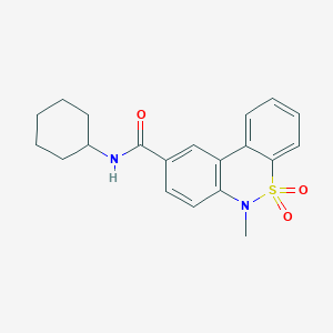 molecular formula C20H22N2O3S B11233171 N-cyclohexyl-6-methyl-6H-dibenzo[c,e][1,2]thiazine-9-carboxamide 5,5-dioxide 