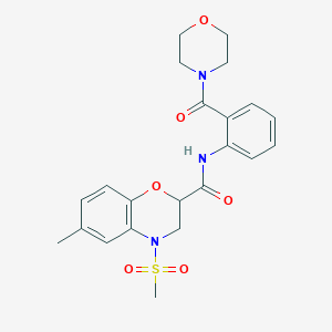 molecular formula C22H25N3O6S B11233176 6-methyl-4-(methylsulfonyl)-N-[2-(morpholin-4-ylcarbonyl)phenyl]-3,4-dihydro-2H-1,4-benzoxazine-2-carboxamide 