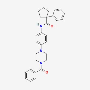 molecular formula C29H31N3O2 B11233181 N-[4-(4-benzoyl-1-piperazinyl)phenyl]-1-phenylcyclopentanecarboxamide 