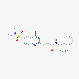 molecular formula C26H27N3O3S2 B11233183 2-{[6-(diethylsulfamoyl)-4-methylquinolin-2-yl]sulfanyl}-N-(naphthalen-1-yl)acetamide 