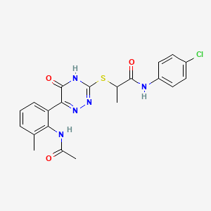 molecular formula C21H20ClN5O3S B11233199 2-({6-[2-(acetylamino)-3-methylphenyl]-5-oxo-2,5-dihydro-1,2,4-triazin-3-yl}sulfanyl)-N-(4-chlorophenyl)propanamide 