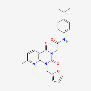 molecular formula C25H26N4O4 B11233214 2-[1-(furan-2-ylmethyl)-5,7-dimethyl-2,4-dioxo-1,4-dihydropyrido[2,3-d]pyrimidin-3(2H)-yl]-N-[4-(propan-2-yl)phenyl]acetamide 