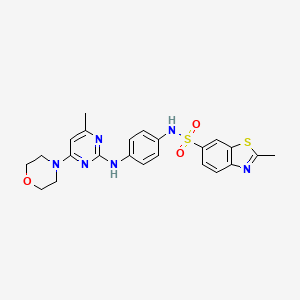 molecular formula C23H24N6O3S2 B11233218 2-methyl-N-(4-((4-methyl-6-morpholinopyrimidin-2-yl)amino)phenyl)benzo[d]thiazole-6-sulfonamide 