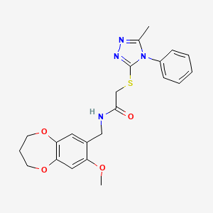 N-[(8-methoxy-3,4-dihydro-2H-1,5-benzodioxepin-7-yl)methyl]-2-[(5-methyl-4-phenyl-4H-1,2,4-triazol-3-yl)sulfanyl]acetamide