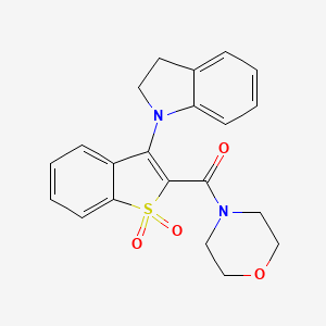 molecular formula C21H20N2O4S B11233278 [3-(2,3-dihydro-1H-indol-1-yl)-1,1-dioxido-1-benzothiophen-2-yl](morpholin-4-yl)methanone CAS No. 938014-03-0