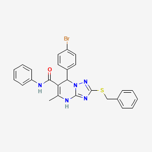 molecular formula C26H22BrN5OS B11233296 2-(benzylsulfanyl)-7-(4-bromophenyl)-5-methyl-N-phenyl-4,7-dihydro[1,2,4]triazolo[1,5-a]pyrimidine-6-carboxamide 