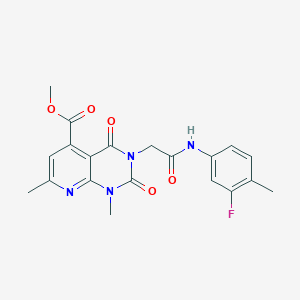 molecular formula C20H19FN4O5 B11233335 Methyl 3-{2-[(3-fluoro-4-methylphenyl)amino]-2-oxoethyl}-1,7-dimethyl-2,4-dioxo-1,2,3,4-tetrahydropyrido[2,3-d]pyrimidine-5-carboxylate 