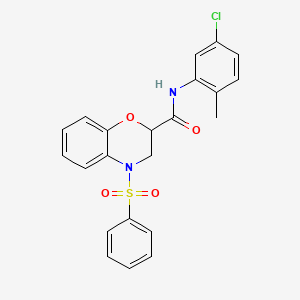 molecular formula C22H19ClN2O4S B11233358 N-(5-chloro-2-methylphenyl)-4-(phenylsulfonyl)-3,4-dihydro-2H-1,4-benzoxazine-2-carboxamide 