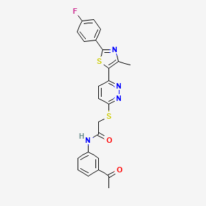 molecular formula C24H19FN4O2S2 B11233385 N-(3-acetylphenyl)-2-((6-(2-(4-fluorophenyl)-4-methylthiazol-5-yl)pyridazin-3-yl)thio)acetamide 