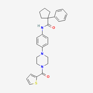 molecular formula C27H29N3O2S B11233395 1-phenyl-N-{4-[4-(thiophen-2-ylcarbonyl)piperazin-1-yl]phenyl}cyclopentanecarboxamide 