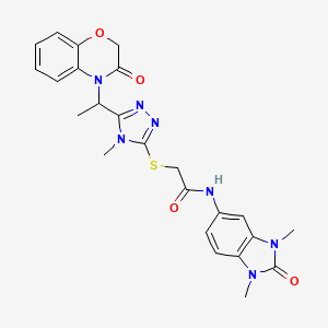 N-(1,3-dimethyl-2-oxo-2,3-dihydro-1H-benzimidazol-5-yl)-2-({4-methyl-5-[1-(3-oxo-2,3-dihydro-4H-1,4-benzoxazin-4-yl)ethyl]-4H-1,2,4-triazol-3-yl}sulfanyl)acetamide