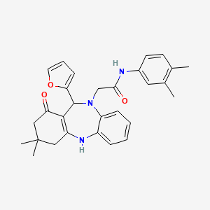 N-(3,4-dimethylphenyl)-2-[11-(furan-2-yl)-3,3-dimethyl-1-oxo-1,2,3,4,5,11-hexahydro-10H-dibenzo[b,e][1,4]diazepin-10-yl]acetamide