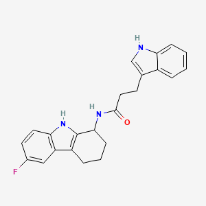 molecular formula C23H22FN3O B11233446 N-(6-fluoro-2,3,4,9-tetrahydro-1H-carbazol-1-yl)-3-(1H-indol-3-yl)propanamide 