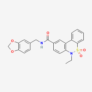 molecular formula C23H20N2O5S B11233450 N-(1,3-benzodioxol-5-ylmethyl)-6-ethyl-6H-dibenzo[c,e][1,2]thiazine-9-carboxamide 5,5-dioxide 