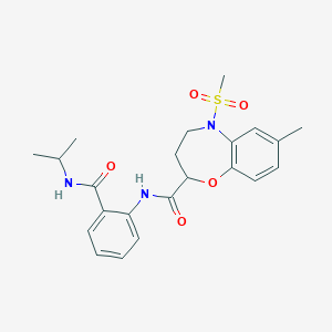 7-methyl-5-(methylsulfonyl)-N-[2-(propan-2-ylcarbamoyl)phenyl]-2,3,4,5-tetrahydro-1,5-benzoxazepine-2-carboxamide