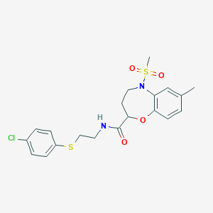 N-{2-[(4-chlorophenyl)sulfanyl]ethyl}-7-methyl-5-(methylsulfonyl)-2,3,4,5-tetrahydro-1,5-benzoxazepine-2-carboxamide